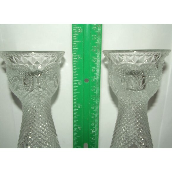 Avon Heart&Diamond Convertible Candlestick (lot of 2) clear glass Candle vintage - Picture 15 of 16